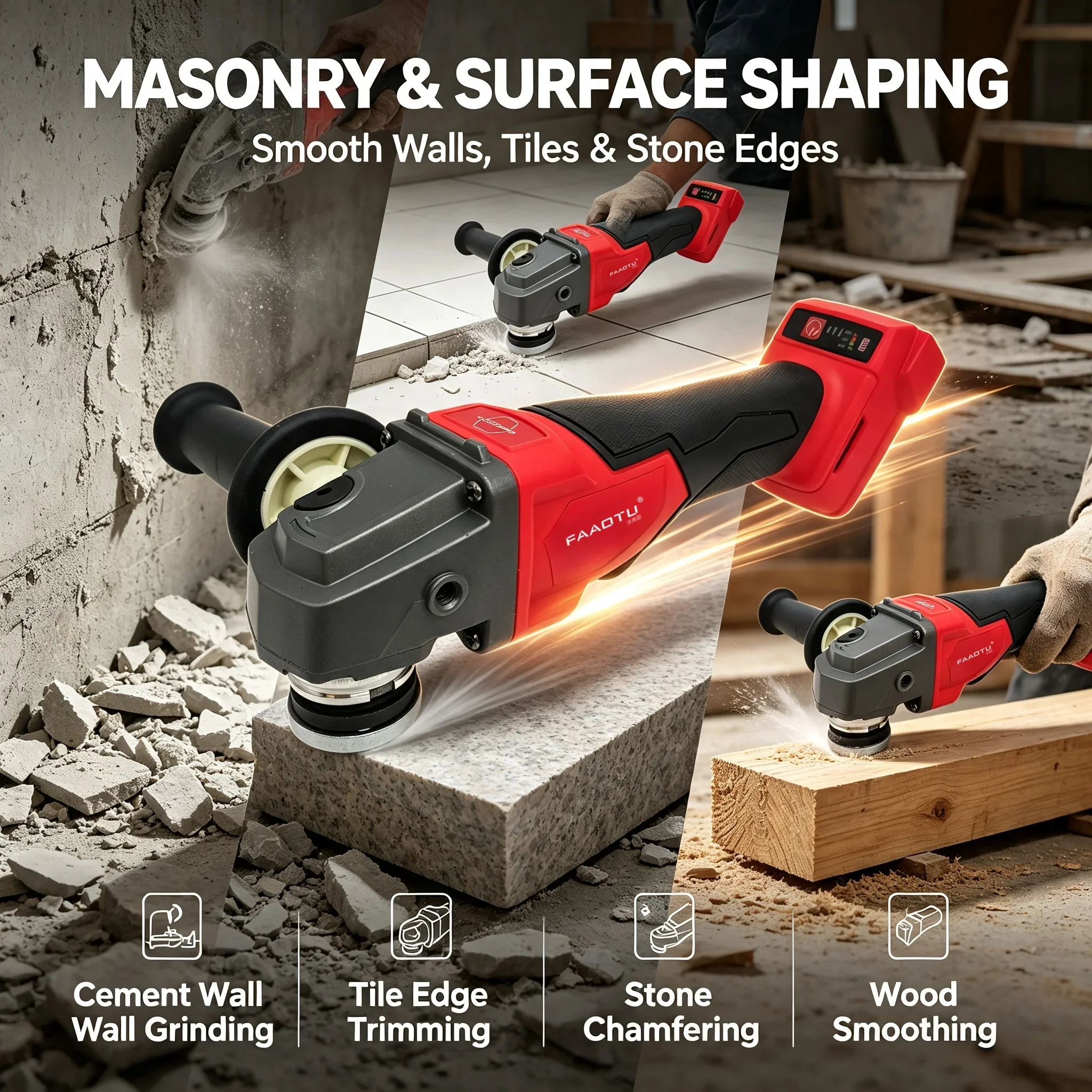 FAAOTU Cordless Grinding Tool Same Feature & Look As MWQ Brushless Angle Grinder Suitable for MWQ 18V battery NO battery