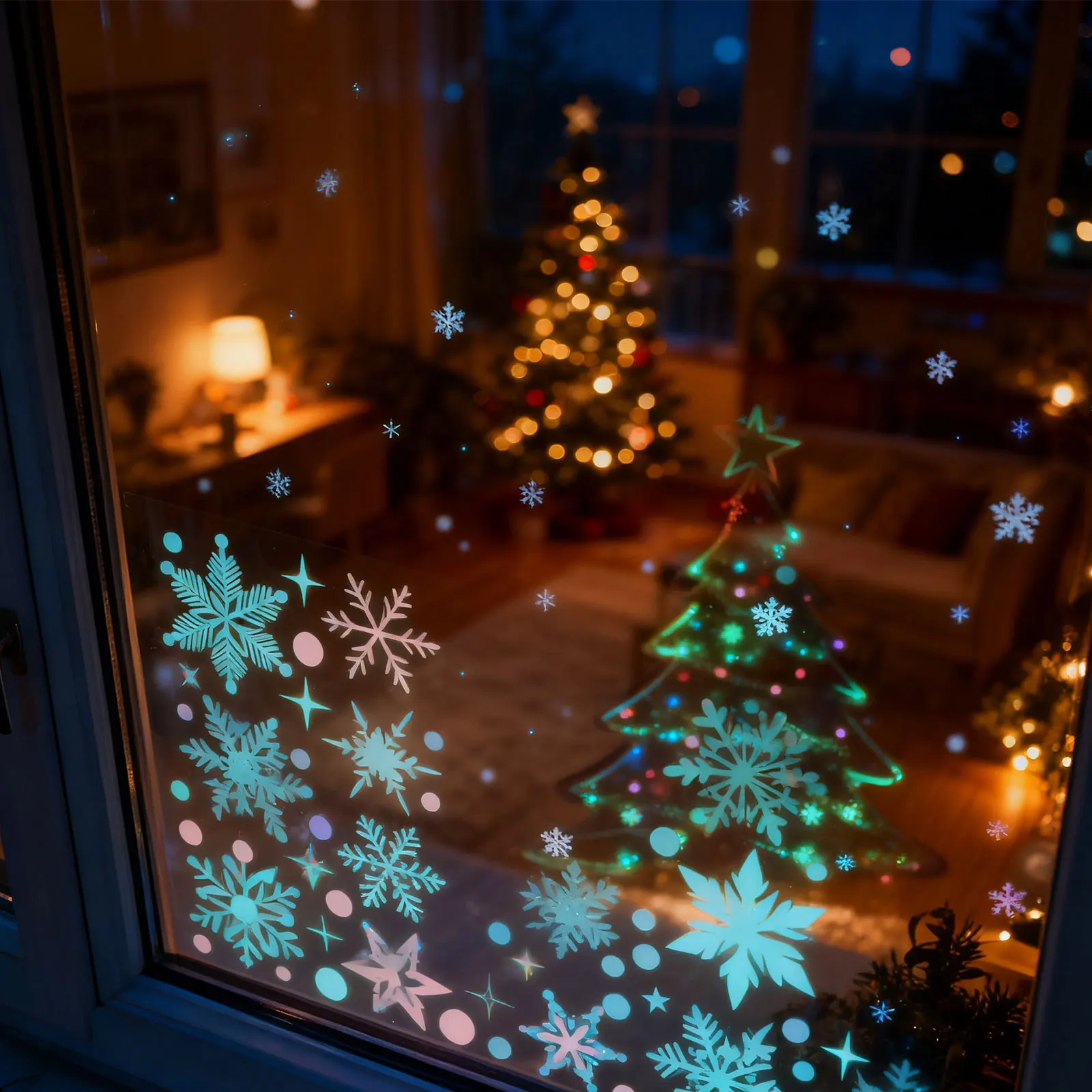 Festive Window Clings Colorful Christmas Decor Christmas Party Decor Easy Application Process For Home Decoration
