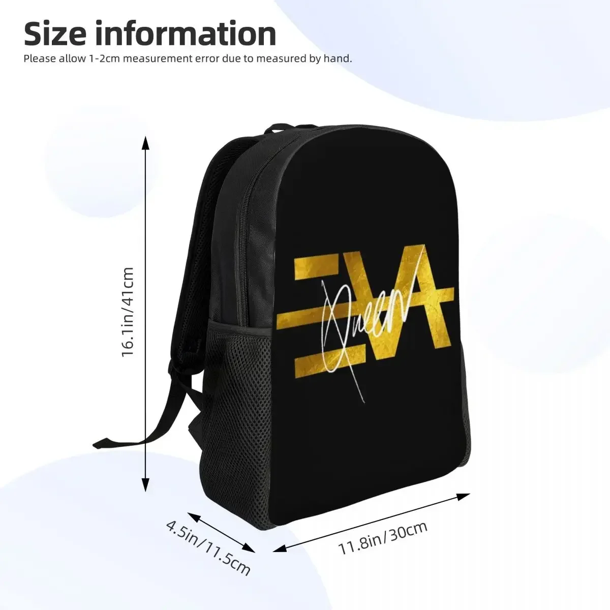 Eva Queen Logo Gold Backpack for Men Women School College Students Bookbag Fits 15 Inch Laptop Bags