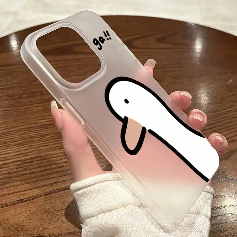 Casing HP Transparan Matte Bebek Lucu Super Imut untuk iPhone 17 16 15 14 13 12 11 Pro Air 16E X XR XSMax 7 8 Plus SE Mini