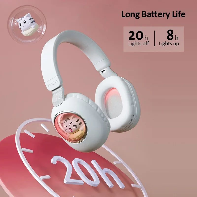 

HIFI Portable High Quality High Fidelity Sound Quality Wireless Bluetooth 5.3 Head Mounted Cute Pet Earphones with MicrophoneRGB