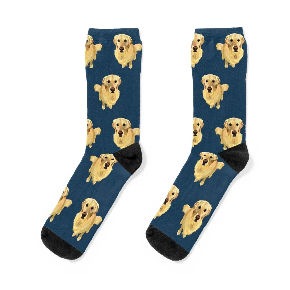 

Golden retriever on blue Socks anime winter Lots anti slip football Socks Male Women's