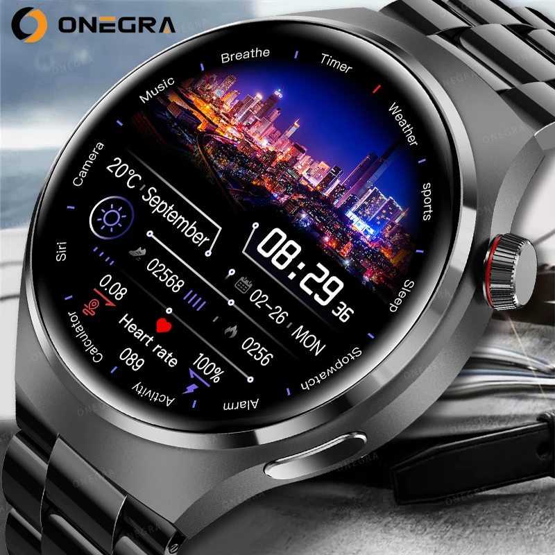 

2025New For Android and ios Smart Watch Men AMOLED Screen GPS Motion trajectory Heart Rate Bluetooth Calls SmartWatch Waterproof