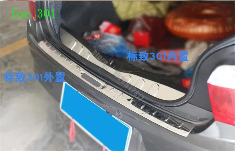 Car styling stainless steel Rear Bumper Protector Sill Trunk Tread Plate Trim for Peugeot 301 2012-2019 2PCS Car accessories