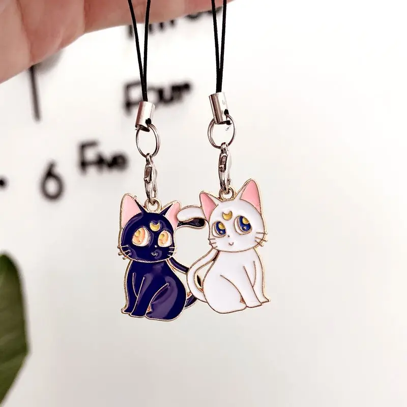 Hot Sales 1 Piece Anime Cat Mobile Phone Charms Lovely Cartoon Keychains Lanyard for Keys Decoration Bag Charms Phone Strap