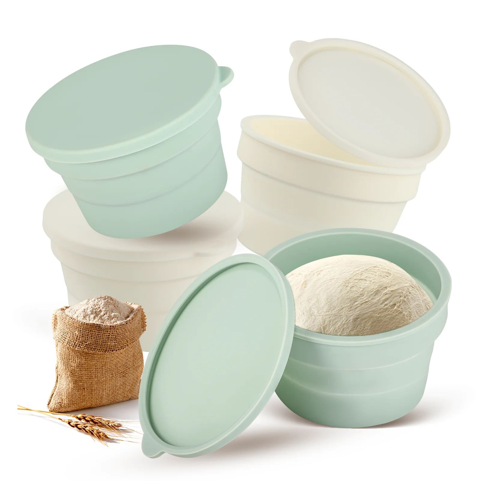 4 Stück/6 Stück Pizza teig Proof box Silikon stapelbarer Pizza teig Proof behälter mit Deckel Pizza Proof behälter