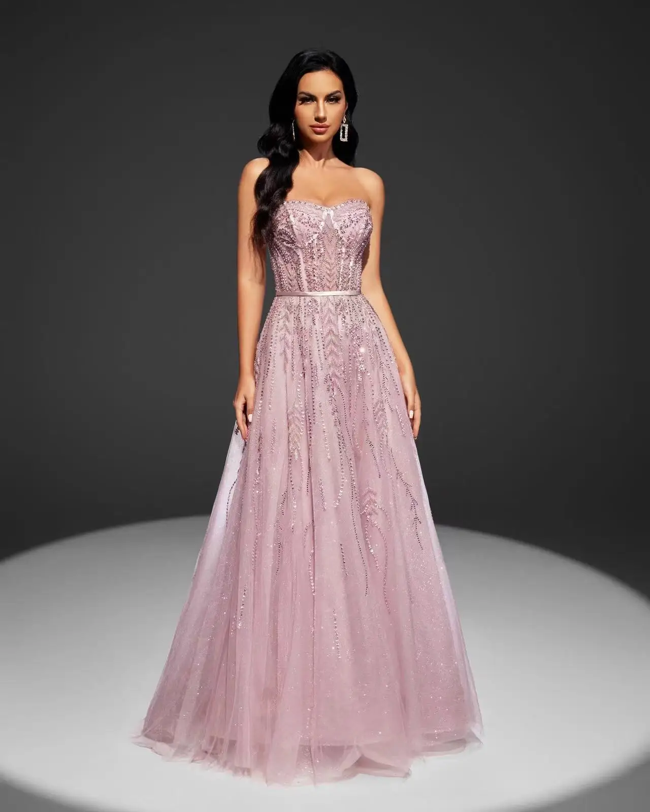 فساتين سهرة عربية طويلة فاخرة باللون الوردي من Shalimar Zhang للنساء لحفلات الزفاف في دبي فستان خطوبة رسمي للحفلات الراقصة حسب الطلب