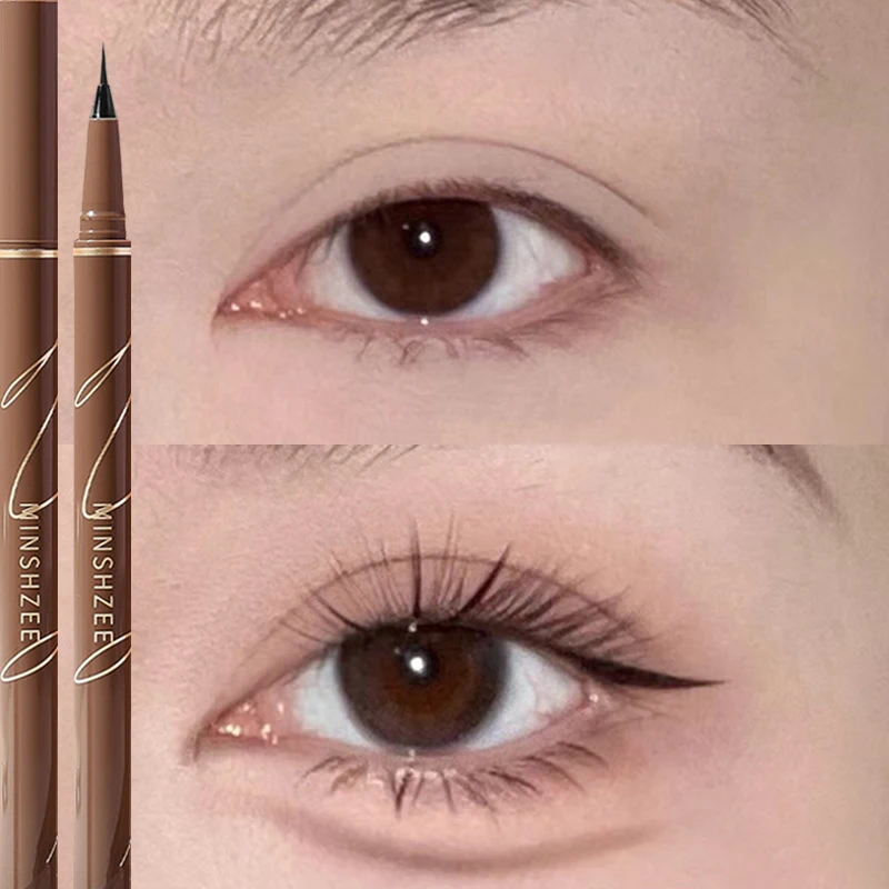 Waterdichte Ultradunne Vloeibare Eyeliner Pen 0.005Mm Liggende Zijderupsen Wimpers Potlood Blijvende Sneldrogende Zwarte Eyeliner Oogmake-Up