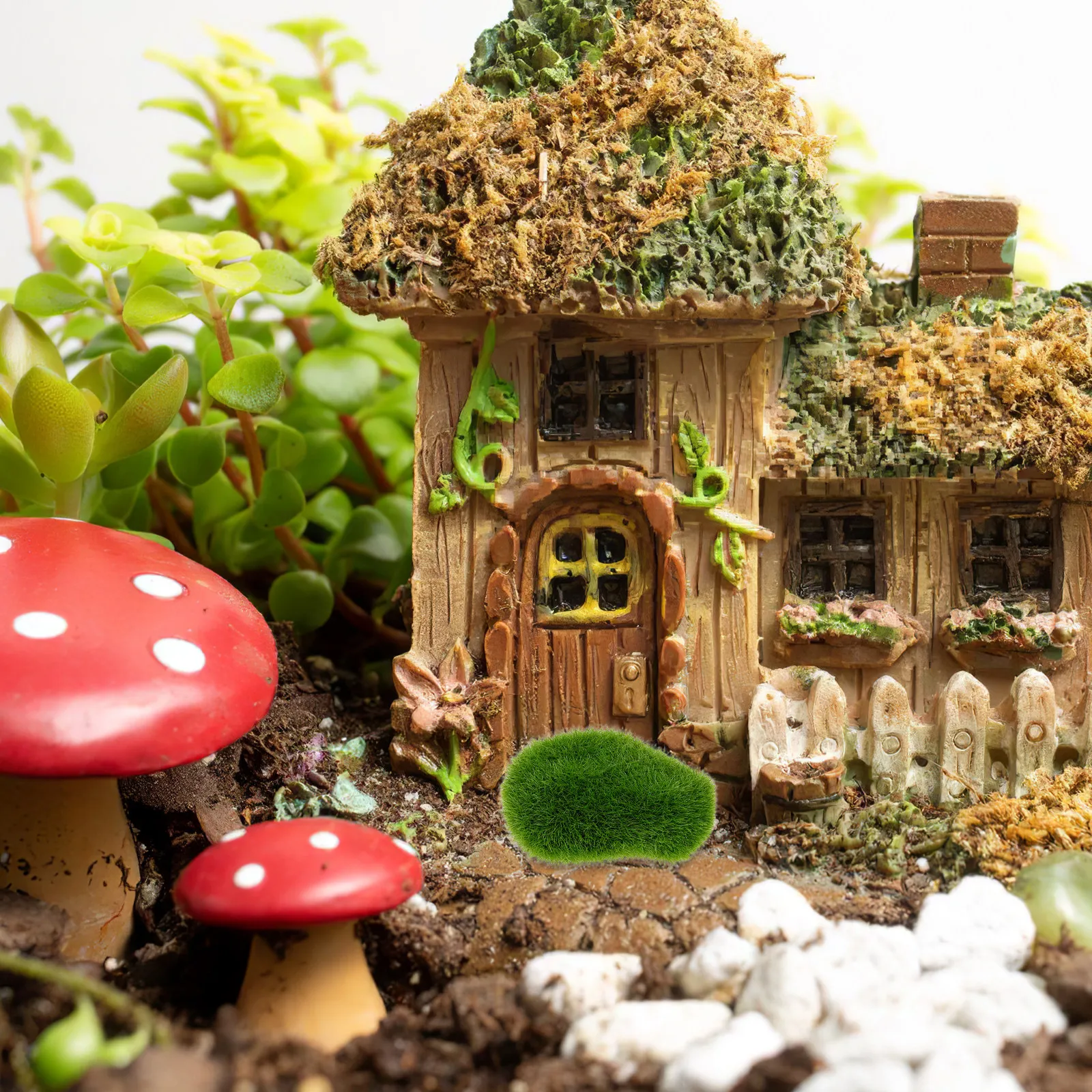 20Pcs Fake Mossy Stones Realistic Artificial Rock Decor for Indoor Plants Crafting Terrariums Table Centerpieces Planter Fillers