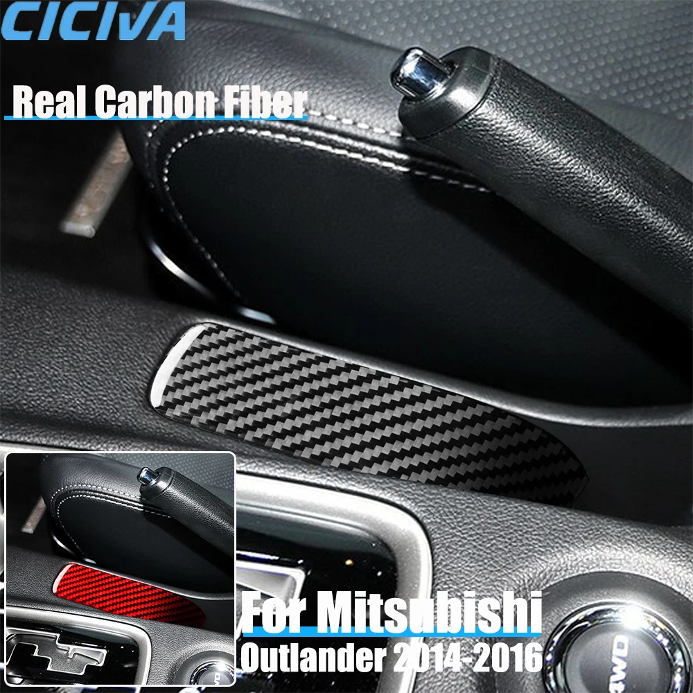 

Real Carbon Fiber Car Accessories Handbrake Panel Trim Decorative Cover Soft Sticker For Mitsubishi Outlander 2014 2015 2016