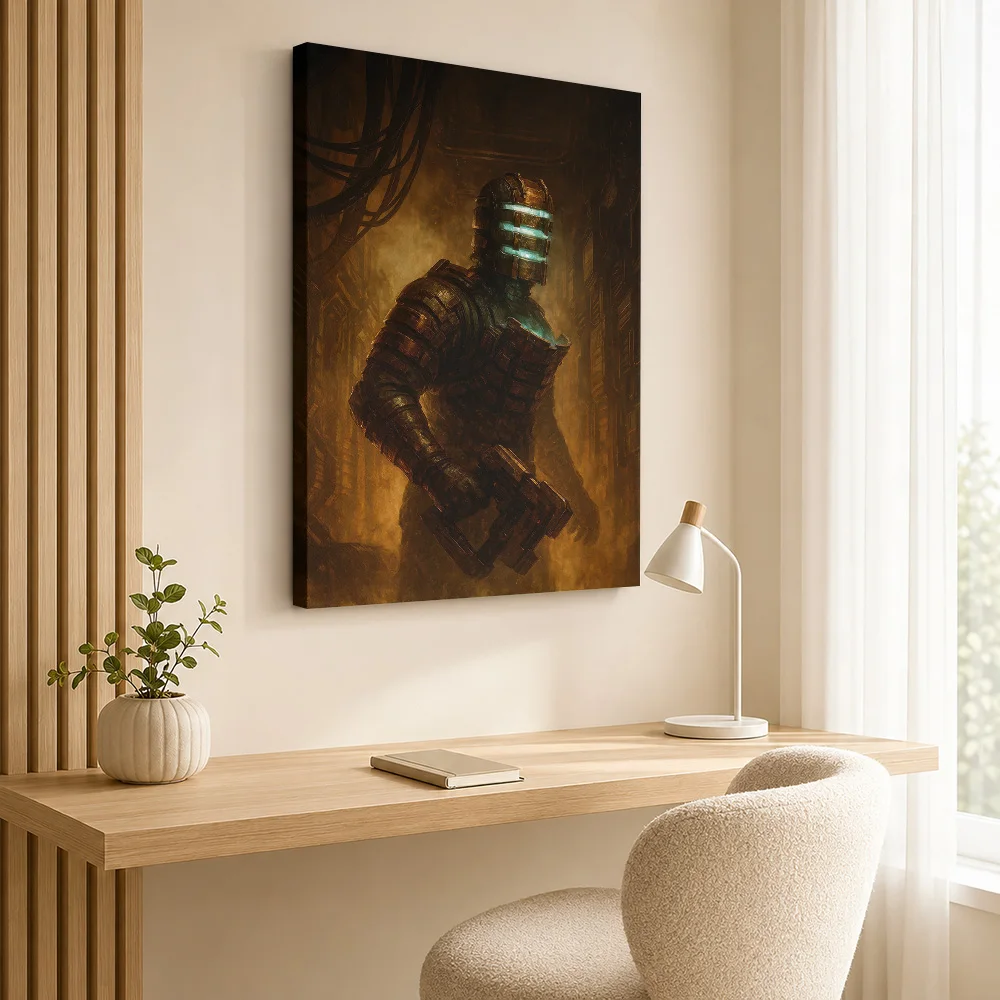 Dead Space Isaac Clarke Illustration Canvas Posters Moody Style Wall Decor With Customized Photo For Study Ideal Horror Fan Gift