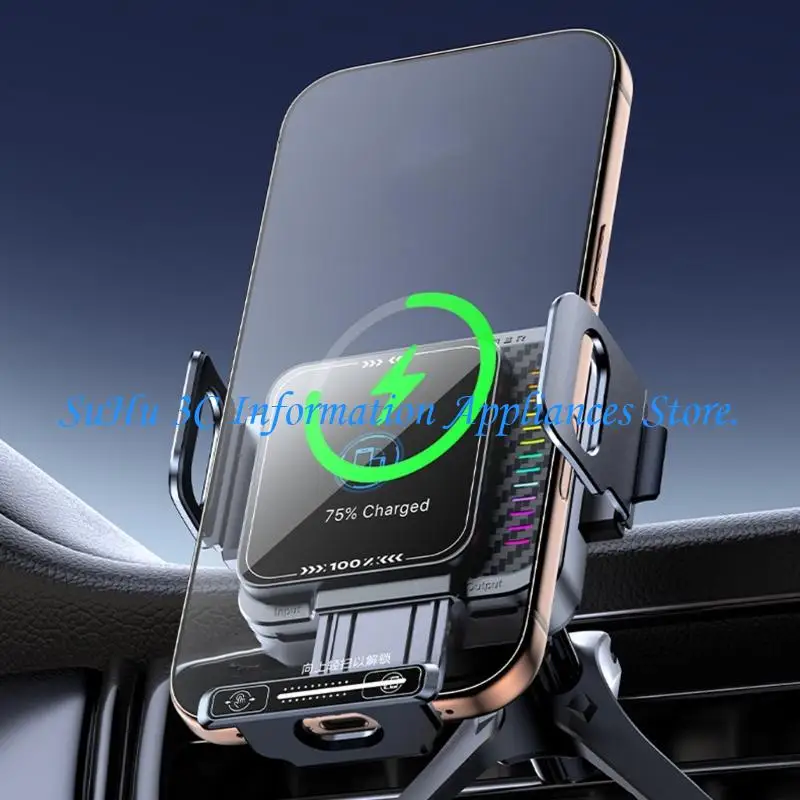  360 Degree Rotation Car Phone Holder With Air Vent Clip and Wireless Charging For Dashboard Navigation During Driving