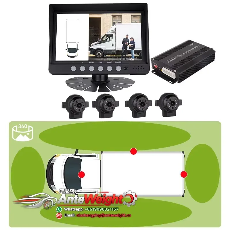 Customized 360 Degree Truck Panoramic Reverse Camera System with Split Screen Monitor 3D Aerial View AI BSD 360 System