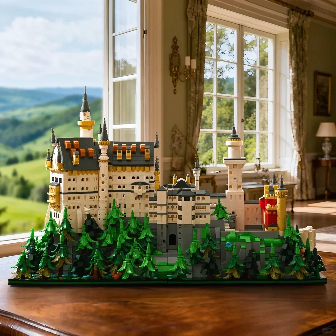 3455 pçs neuschwanstein castelo modelo arquitetônico kit 21063 castelo europeu floresta paisagem blocos de construção conjunto para adultos presente