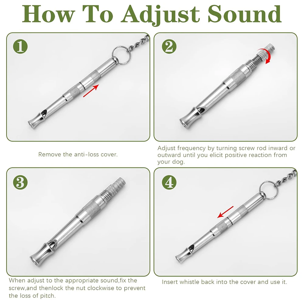 2Pcs Pet Supplies Adjustable Ultrasonic Dog Whistle Portable Treble Frequency Stainless Steel Pet Professional Training Whistle