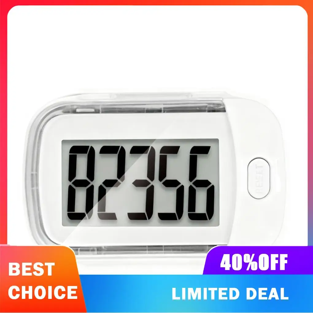 Clip On Pedometer 3D Step Counter Digital Walking Built In Battery 360 Degree Sensor