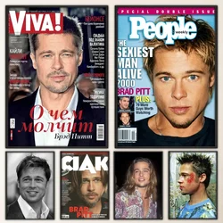 Celebrity B-Brad Pitt Poster Vintage Poster Prints Art Home Painting Bathroom Kitchen Bar Accessories Wall Sticker Small Size