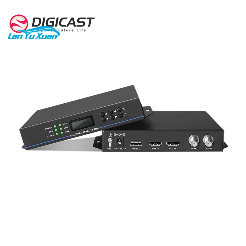 Low Cost H264 Encoder DVBC Modulator MINI Dual Channels HD to DVBT Modulator ISDBT Modulator