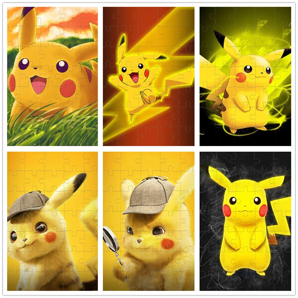 35 Pieces Puzzle Pokemon Jigsaw Puzzles Pikachu Cartoon Characters Wood Puzzle for Adult Children Educational Toys Kids Games