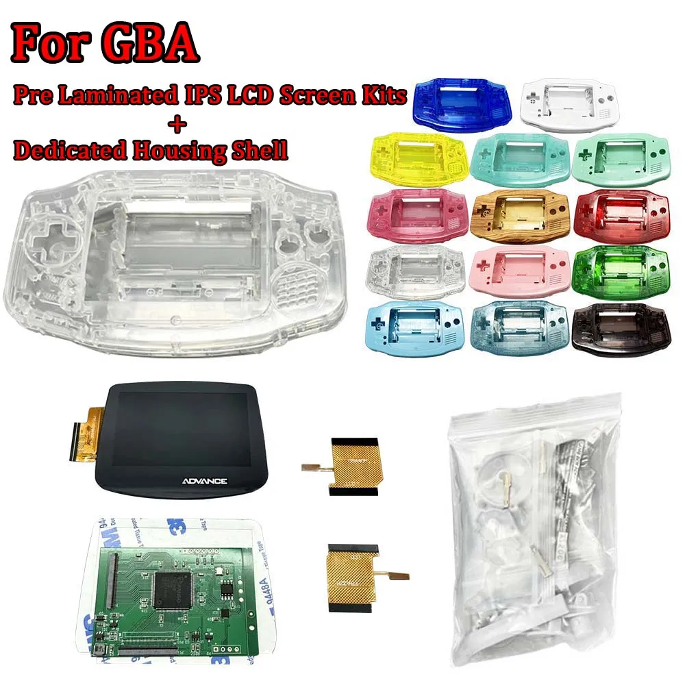 

Pre-Laminated High-Brightness IPS LCD Screen With IPS Housing Shell For Gameboy Advance GBA Games Console with Accessories Sets