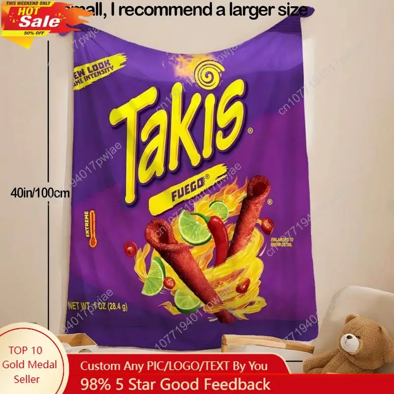 

1pc Vibrant Takis Chili Printed Soft Flannel Blanket Ultra Cozy Throw for Bed Sofa Travel Perfect Gift for Birthday