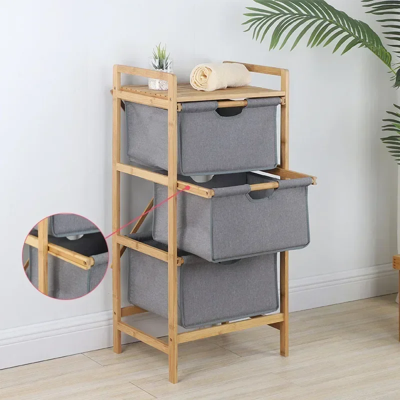 Bathroom Dirty Laundry Storage Basket with Lid Bedroom Wardrobe Multifunctional Bamboo Laundry Basket for Household Goods