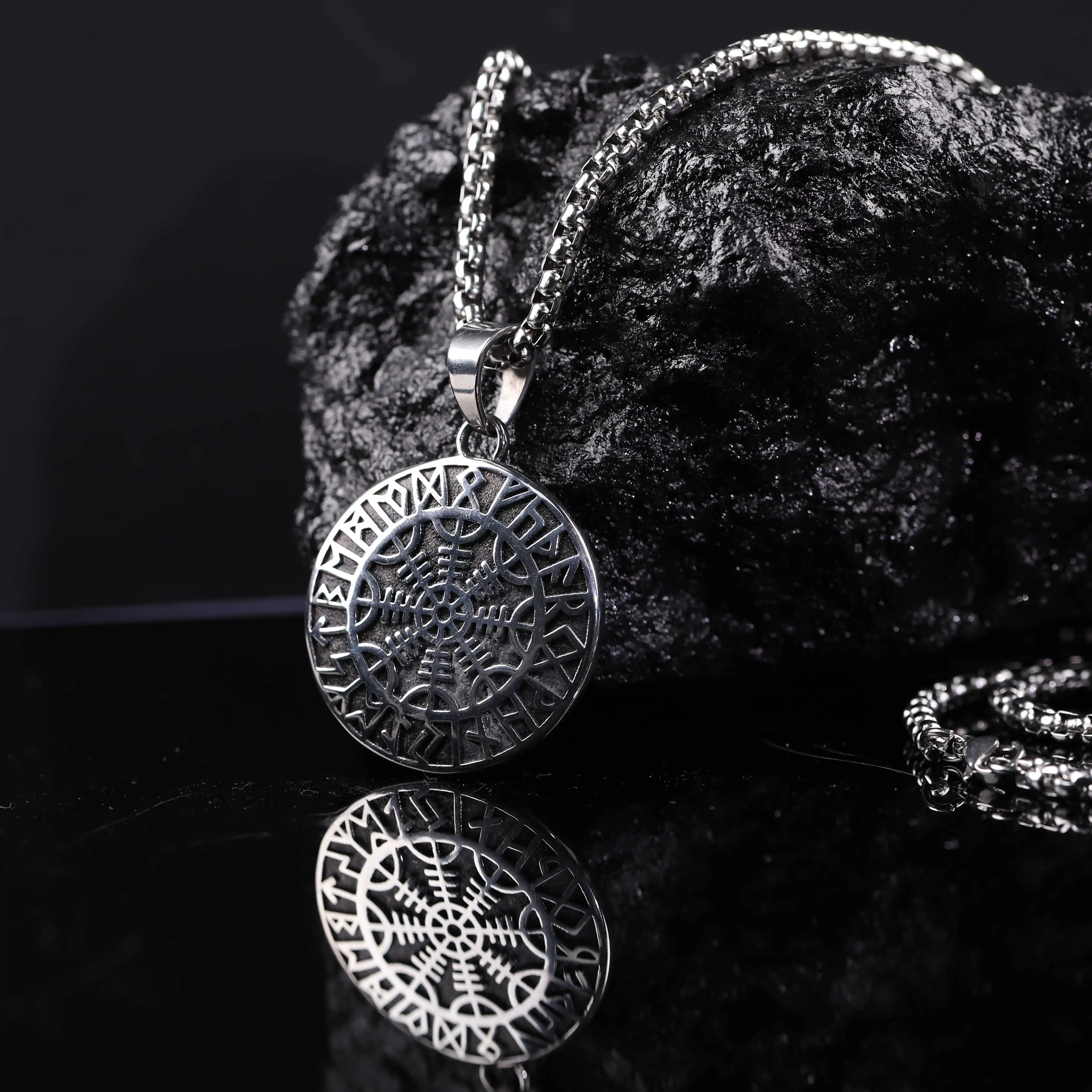 Collier avec pendentif Viking en acier inoxydable pour homme, bijoux Punk, Rune, haute qualité, vente en gros