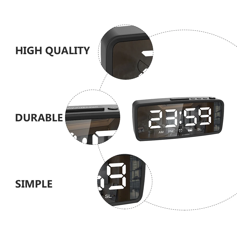 

1 set 1 Set Led Alarm Clock Mirror Surface Moisture-Proof Silent Home Decorative Digital Display Multi-Function Desktop