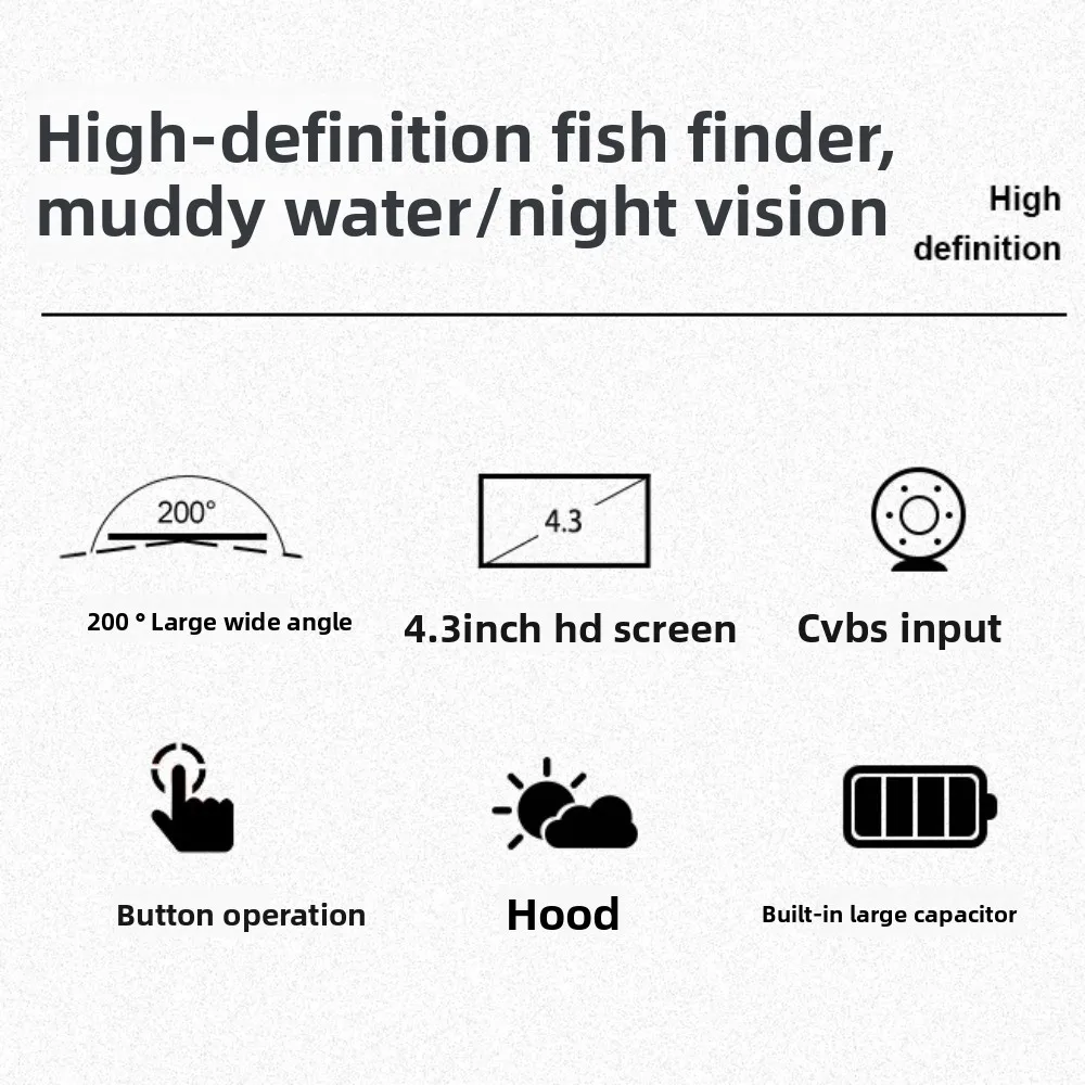 

4.3 Inch Screen Underwater Fishing Monitor Sun Visor IPS Display Underwater Fish Finder Monitor LCD Night Vision