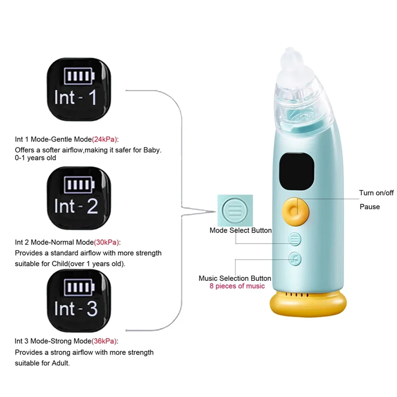 CKFAM-Electric Nasal Aspirator Electric Baby Nasal Aspirator Relieve Ear Discomfort Caused Eustachian Ear Unclogger Khaki