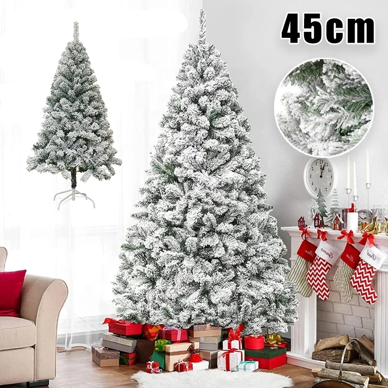Weihnachtsbaum aus weißem, beflocktem PVC-Schneeeffekt, realistischer, mit Schnee bedeckter künstlicher Weihnachtsbaum für die Schaufensterdekoration