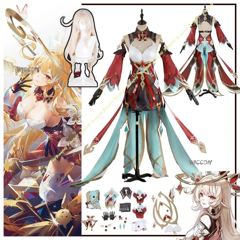 

Game Genshin Impact Alice Cosplay Costume Girls Suit Wig Sexy Dress Women Accessories Party Stage Clothe Set Christmas Halloween