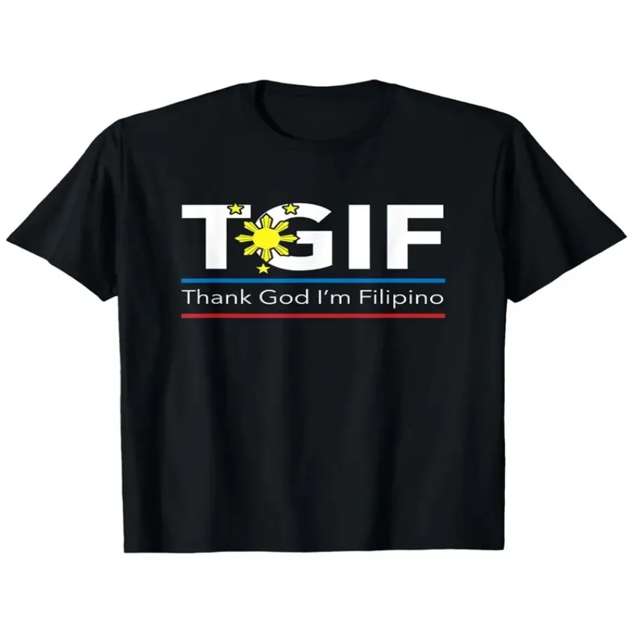 TGIF Thank God I'm Filipino Casual Short Sleeve Crew Neck T-Shirt S-XXXL Digital Heat Transfer Perfect for Daily and Weekend We