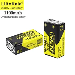 1-10PCS LiitoKala 9V 1100mAh Battery 6F22 Type-C USB-9V Li-ion Battery for Multimeter Microphone Toy Remote Control KTV