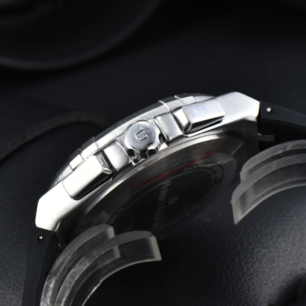 موريس لاكروا أيكون طبعة خاصة الفايكنج 43 مللي متر شريط مطاطي ساعة كوارتز بكرونوغراف للرجال سوار مجوهرات Rologio Reloj