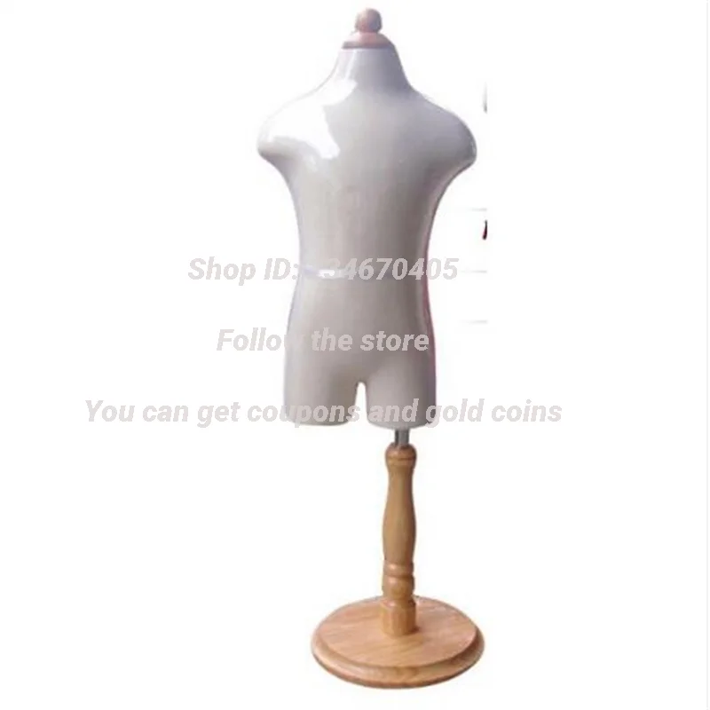 Half Torso Plastic Child Sewing Mannequins, Doll Body Display with Circular Wood Base, Flexible Dresses Cloth, 5-6Years, E078