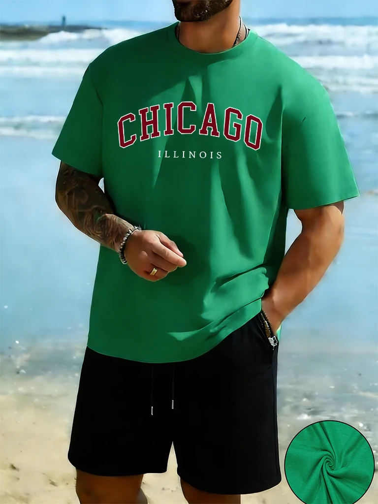 Chicago Illinois Letter Creative Printed Cotton Daily Short Mens Suit Simple Loose New Sportswear Stretch Summer Short Pants