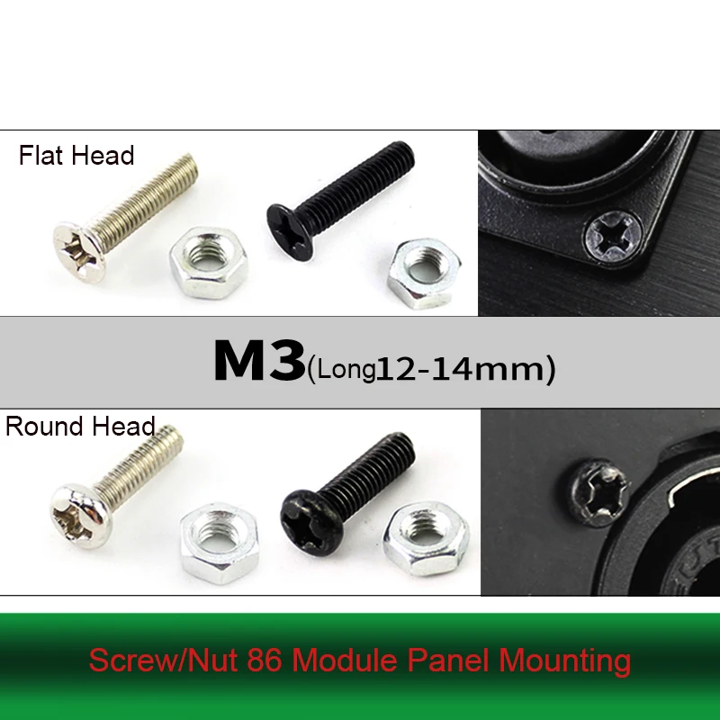 10 PCS M3 M4 Screw Nut 3mm Round Head /Flat Head /Countersunk Head Screw 86 Panel D-type Module Socket Junction Box Installation