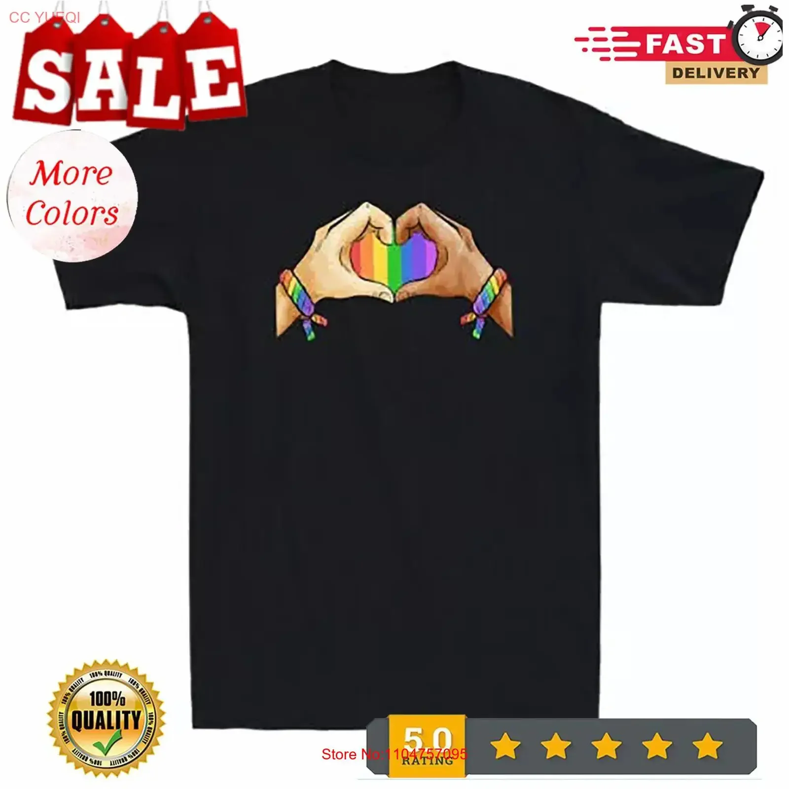 Gay Pride Clothing LGBT Rainbow Flag T Shirt Heart Unity Funny Black vintage Washed Stretched graphic fashion Comfortable Soft
