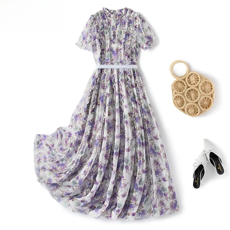 Grote Maat Fee Lange Dr Dames Zomer Nieuwe Sle Bloemen Kant Lantaarn Sve Vakantiekleding Koreaanse Sle Loose Fit Dr