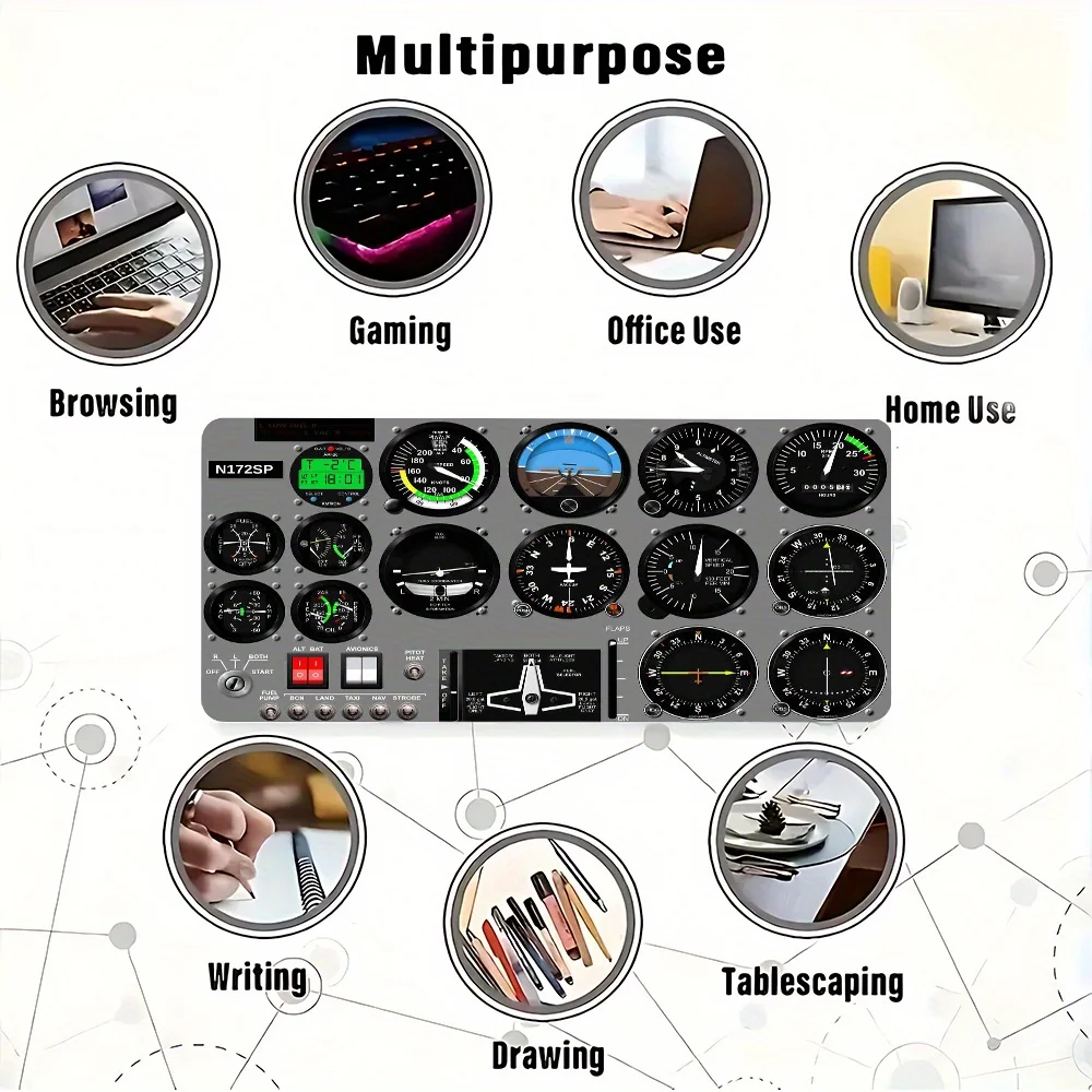 Alas Mouse Bertema Penerbangan Alas Karet Besar Anti Selip Aksesori Meja PC Alas Mouse untuk Kantor dan Alas Keyboard Gamer Alas Dekorasi