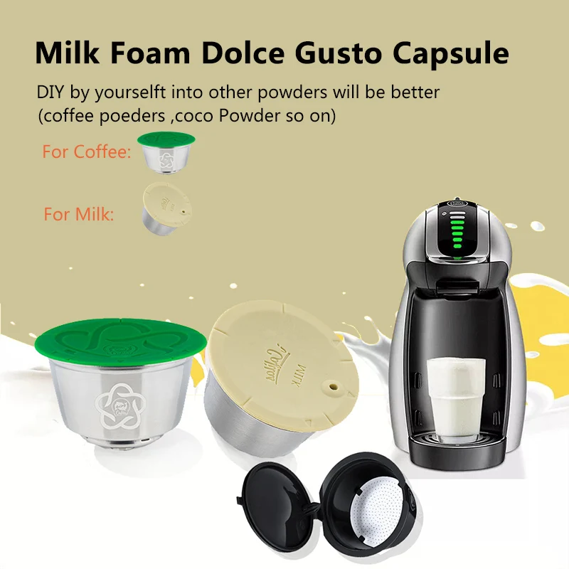 

Reusable Coffee and Milk Foam Capsules for Nescafe Dolce Gusto Refillable Coffee Filter Latte Maker Food Grade Plastic