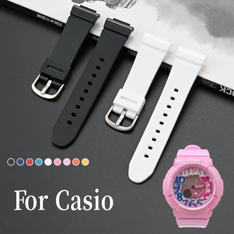 PTU Resin Band For Casio BGD-5000/BGA-130/BGD-560 14mm Protruding Port Quick Release Soft Lightweight Wrist Bracelet Strap