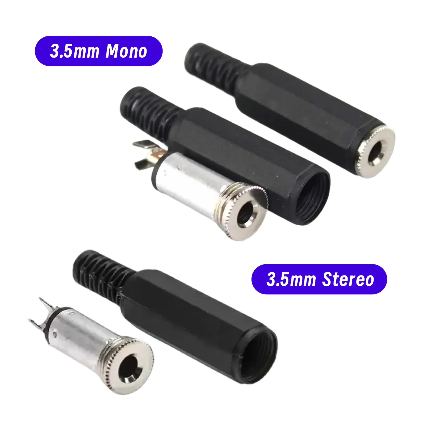 

5Pcs 3.5mm Mono Stereo Plug Socket Female Audio Microphone Connector Welded Type