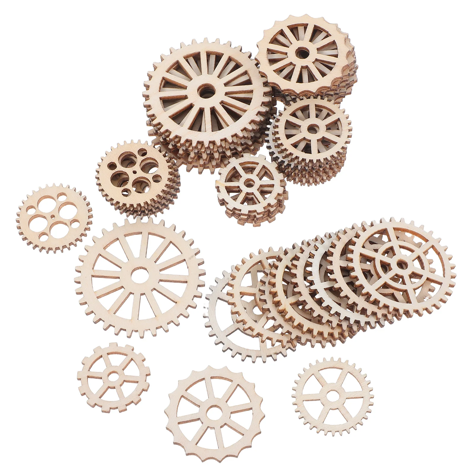 

50 Pcs Wooden Gear Pendant Home Decor Slices for Wall Accessories Bamboo Hanging