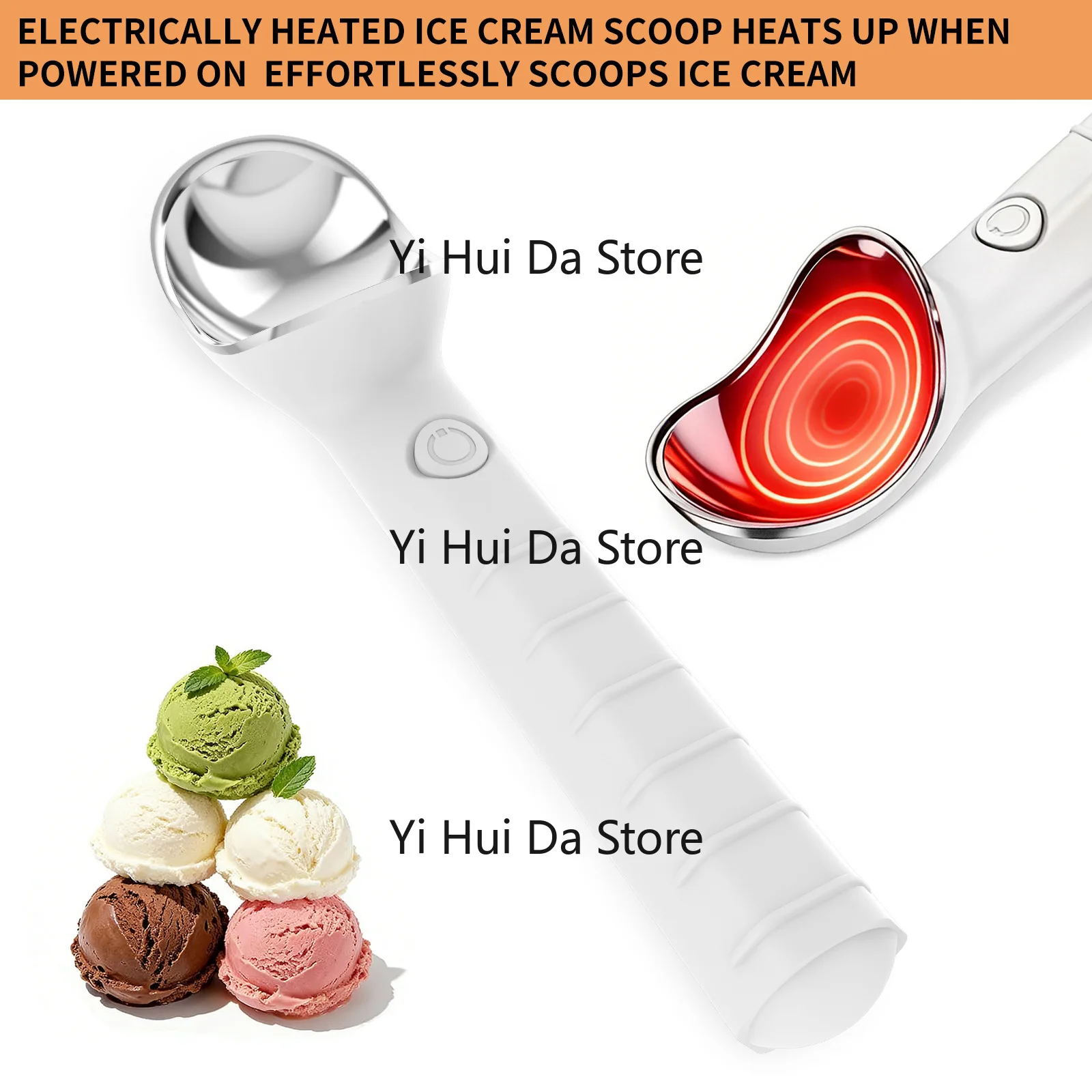 Electric heating ice cream scoop heating stainless steel ice cream digger spoon self-melting ice cream automatic