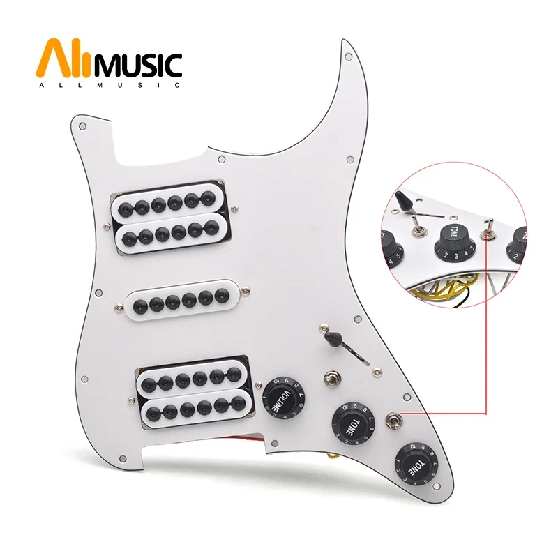 HSH Coil Splitting Electric Guitar Pickguard Big Umbrella Adjusting Screw Prewired Scratchplate Assembly White