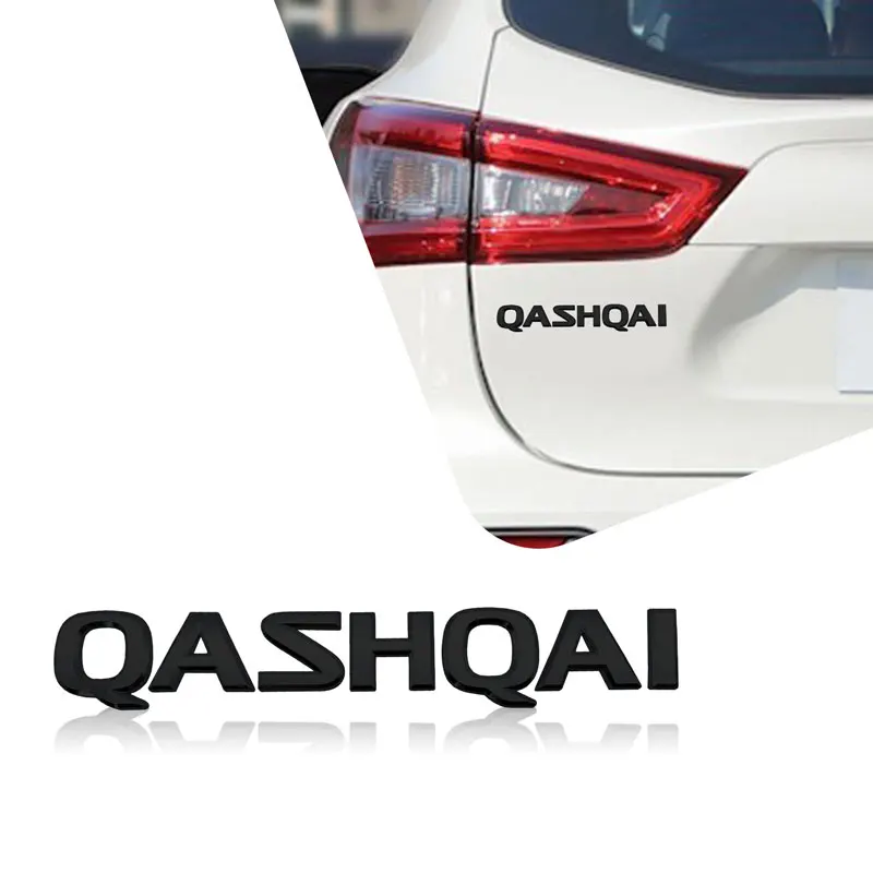 Car Decor 3D ABS Plastic Silver/Black QASHQAI Letter Logo Rear Trunk Tail  Emblem Sticker Decoration Car Styling Accessories