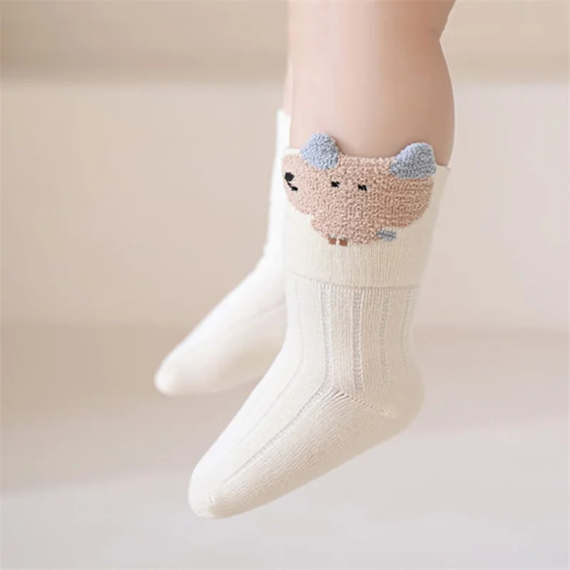 جوارب قطنية للأطفال حديثي الولادة، جوارب مريحة تسمح بمرور الهواء، كارتونية لطيفة للفتيات والأولاد من عمر 0 إلى 5 سنوات