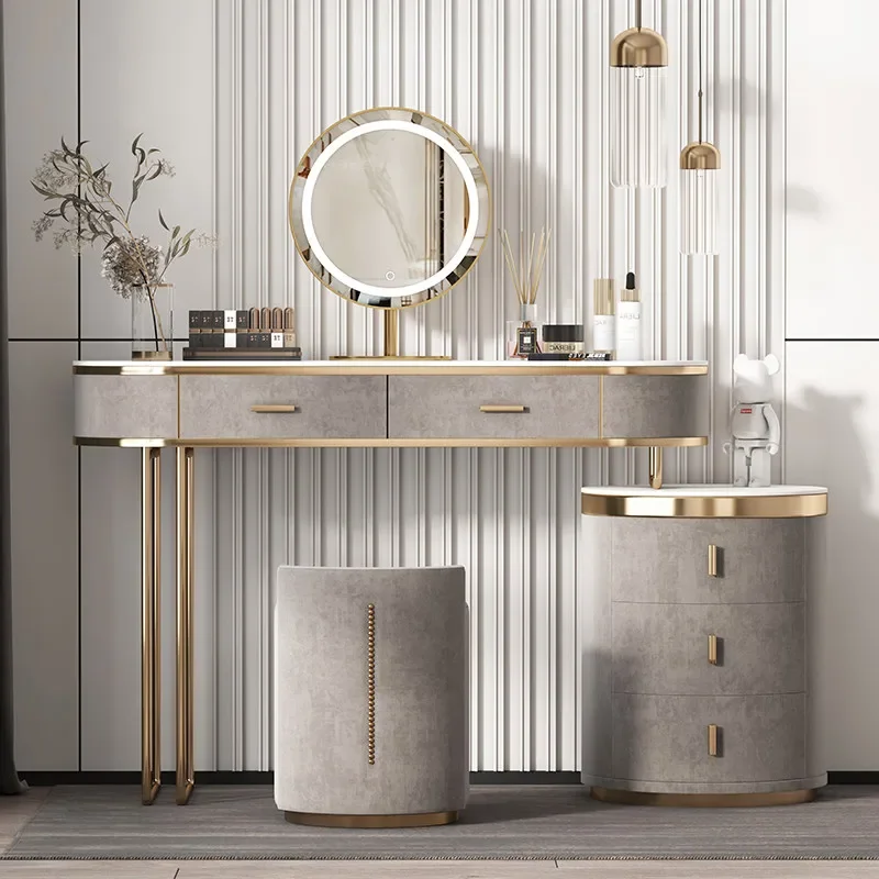 

SX Light luxury rock slab dresser solid wood master bedroom modern simple small apartment storage cabinet makeup table